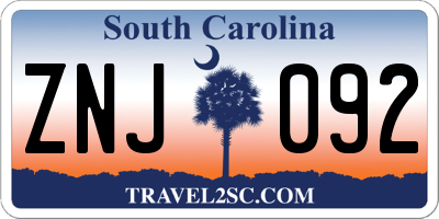 SC license plate ZNJ092