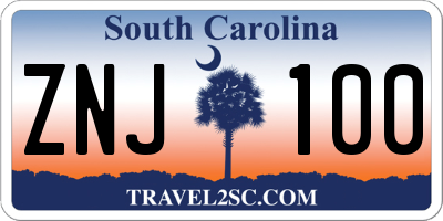 SC license plate ZNJ100