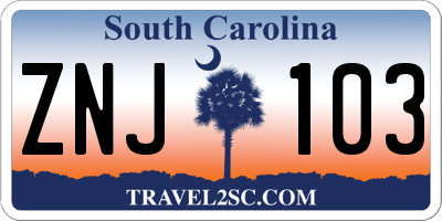 SC license plate ZNJ103