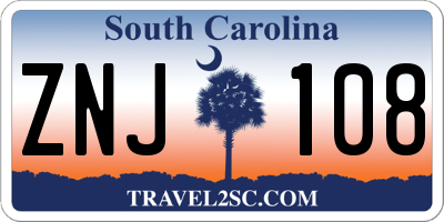 SC license plate ZNJ108
