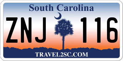 SC license plate ZNJ116