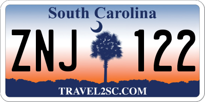 SC license plate ZNJ122