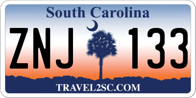 SC license plate ZNJ133