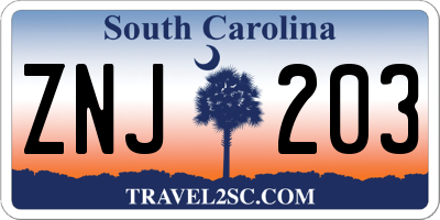SC license plate ZNJ203