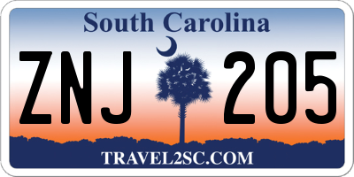 SC license plate ZNJ205