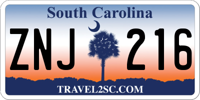 SC license plate ZNJ216