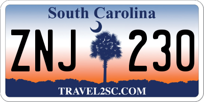 SC license plate ZNJ230
