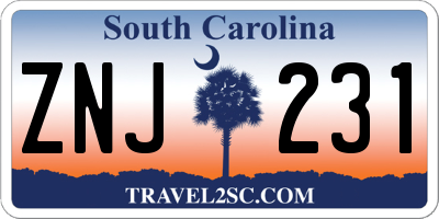 SC license plate ZNJ231