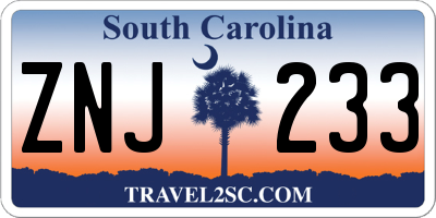 SC license plate ZNJ233