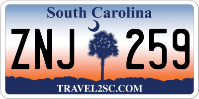 SC license plate ZNJ259