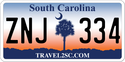 SC license plate ZNJ334