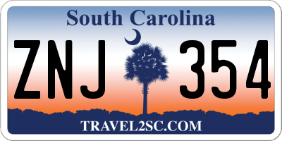 SC license plate ZNJ354