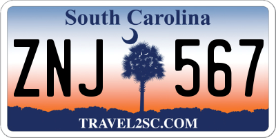 SC license plate ZNJ567