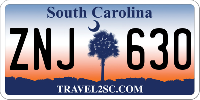 SC license plate ZNJ630