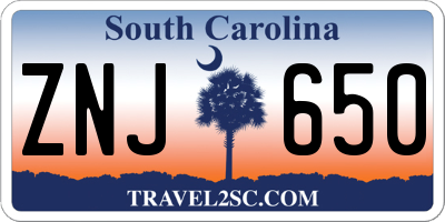 SC license plate ZNJ650