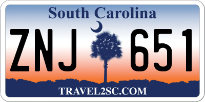 SC license plate ZNJ651