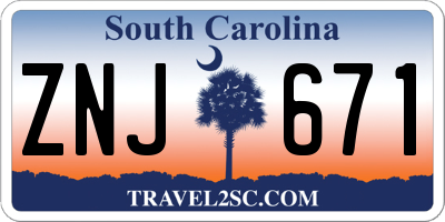 SC license plate ZNJ671