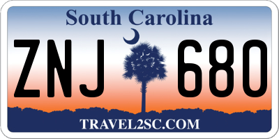 SC license plate ZNJ680