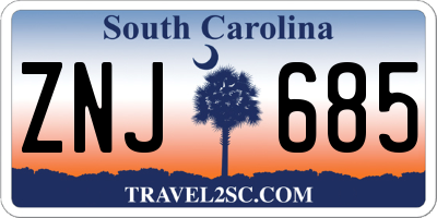 SC license plate ZNJ685
