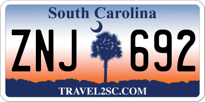 SC license plate ZNJ692