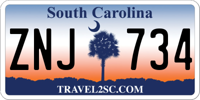 SC license plate ZNJ734