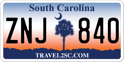SC license plate ZNJ840