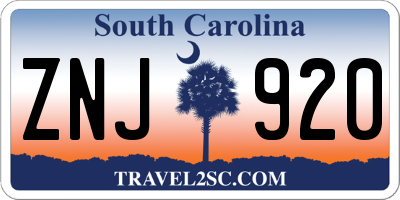 SC license plate ZNJ920