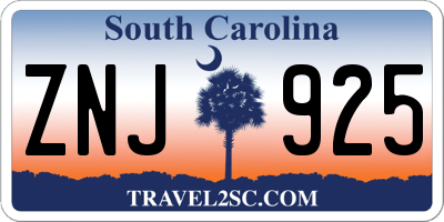 SC license plate ZNJ925
