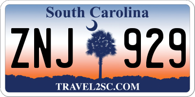 SC license plate ZNJ929