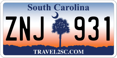 SC license plate ZNJ931