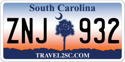 SC license plate ZNJ932