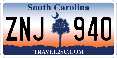 SC license plate ZNJ940