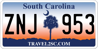 SC license plate ZNJ953
