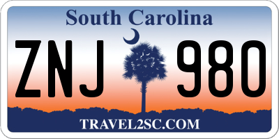 SC license plate ZNJ980