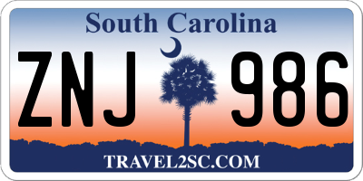 SC license plate ZNJ986