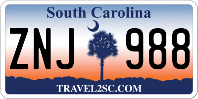 SC license plate ZNJ988