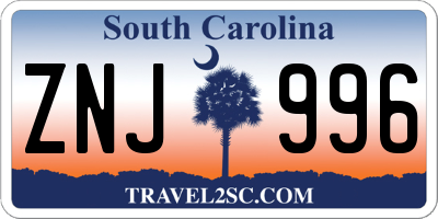 SC license plate ZNJ996