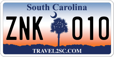 SC license plate ZNK010