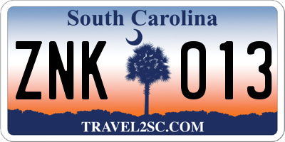 SC license plate ZNK013