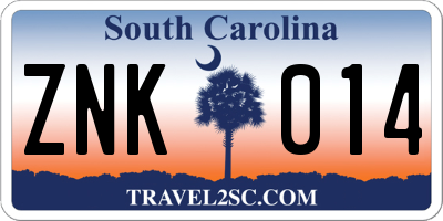 SC license plate ZNK014
