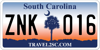 SC license plate ZNK016