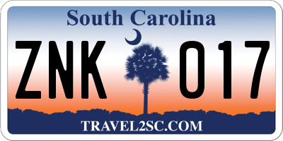 SC license plate ZNK017