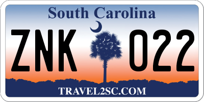 SC license plate ZNK022