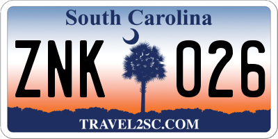 SC license plate ZNK026