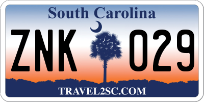 SC license plate ZNK029