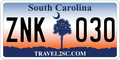 SC license plate ZNK030