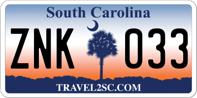 SC license plate ZNK033