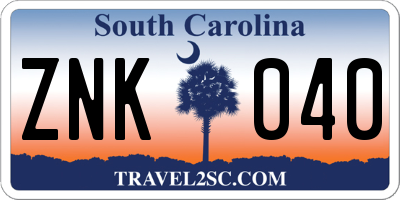 SC license plate ZNK040
