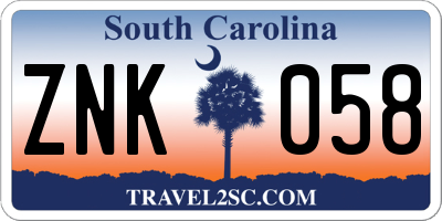 SC license plate ZNK058