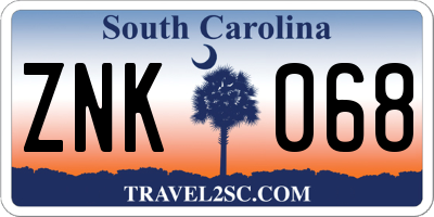 SC license plate ZNK068
